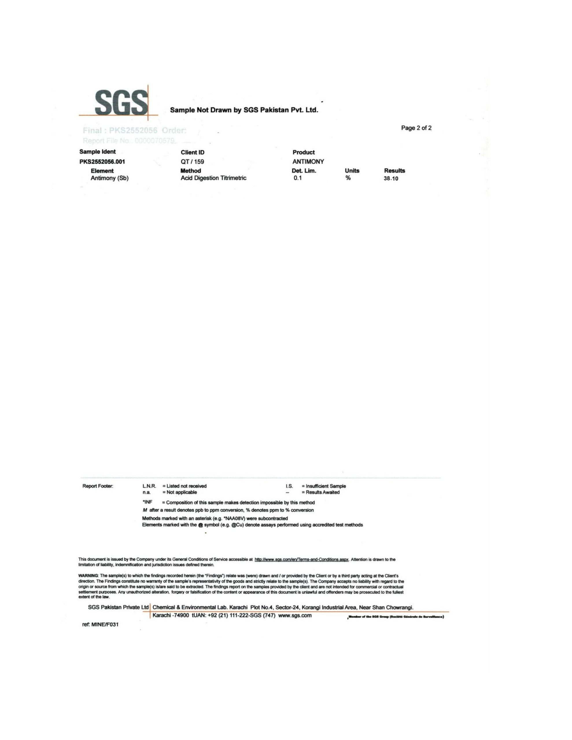 Afghan Zinc analysis by Oxygen lab in Turkey
